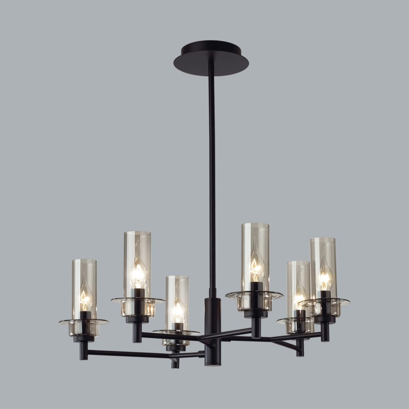 Потолочная люстра на штанге Lumion Madonna 6555/6C черный/дымчатый/металл/стекло E14 6*40W 220V — фото 3