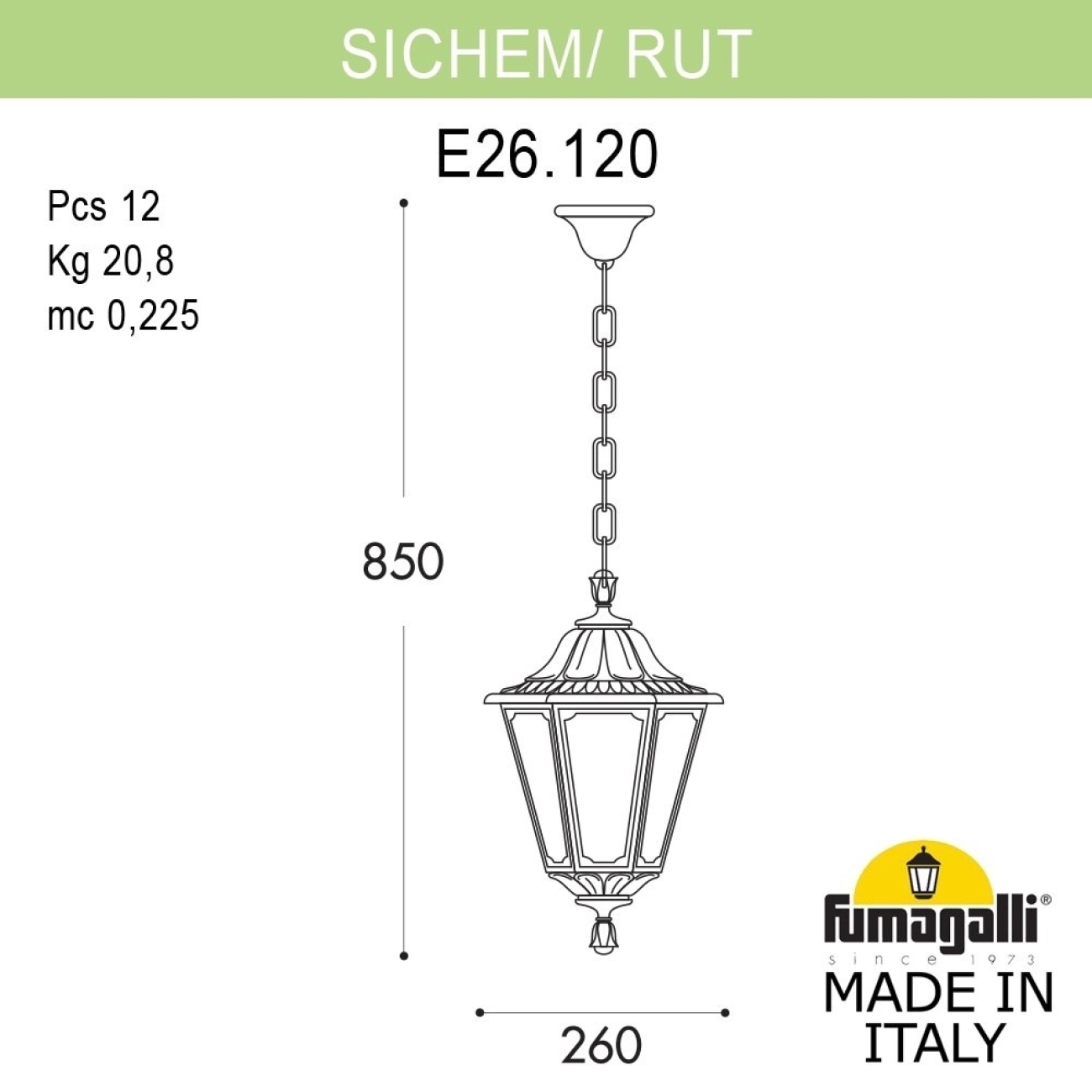 Подвесной уличный светильник Fumagalli Rut E26.120.000.AXE27 — фото 3