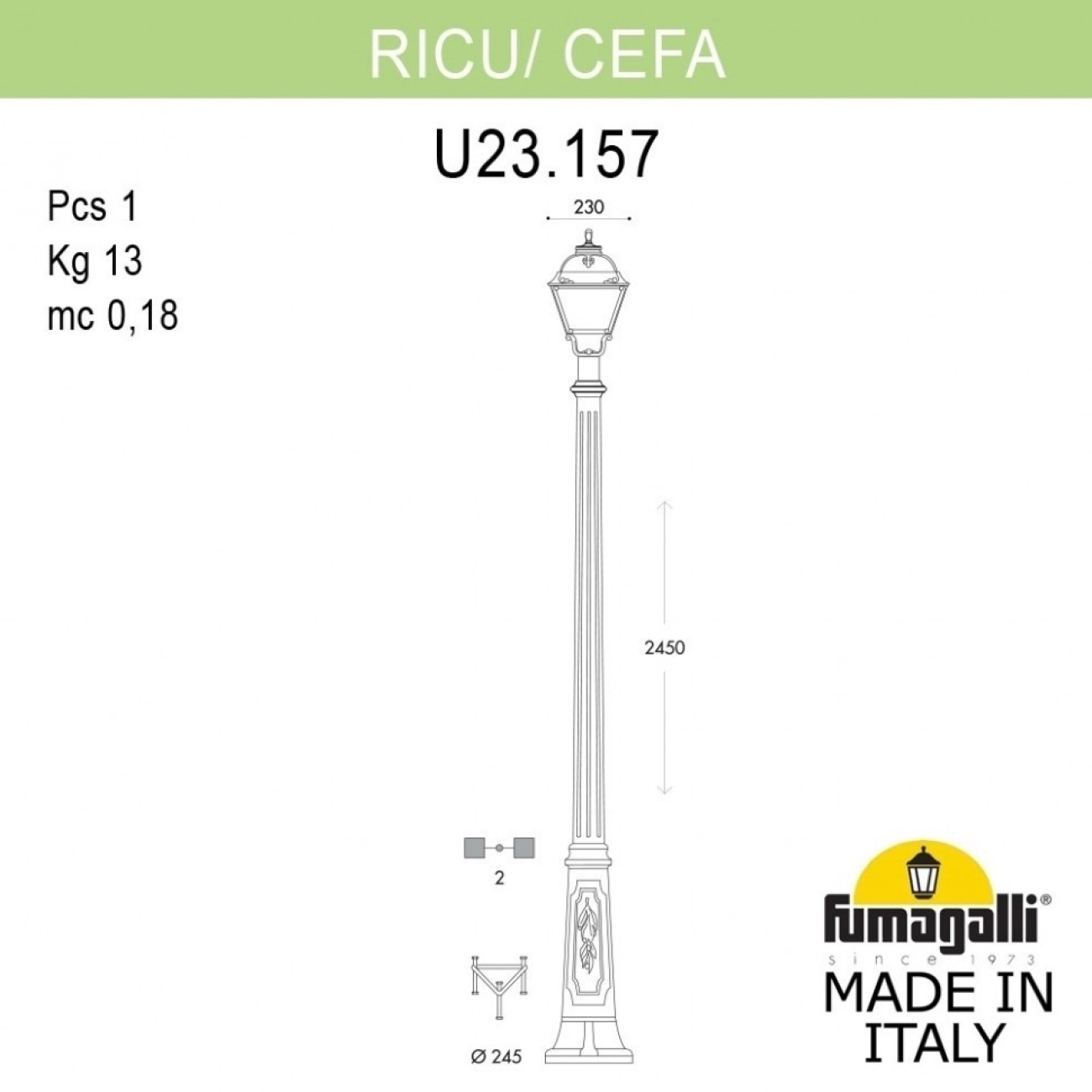 Светильник уличный наземный Fumagalli Ricu/Cefa U23.157.000.VXE27