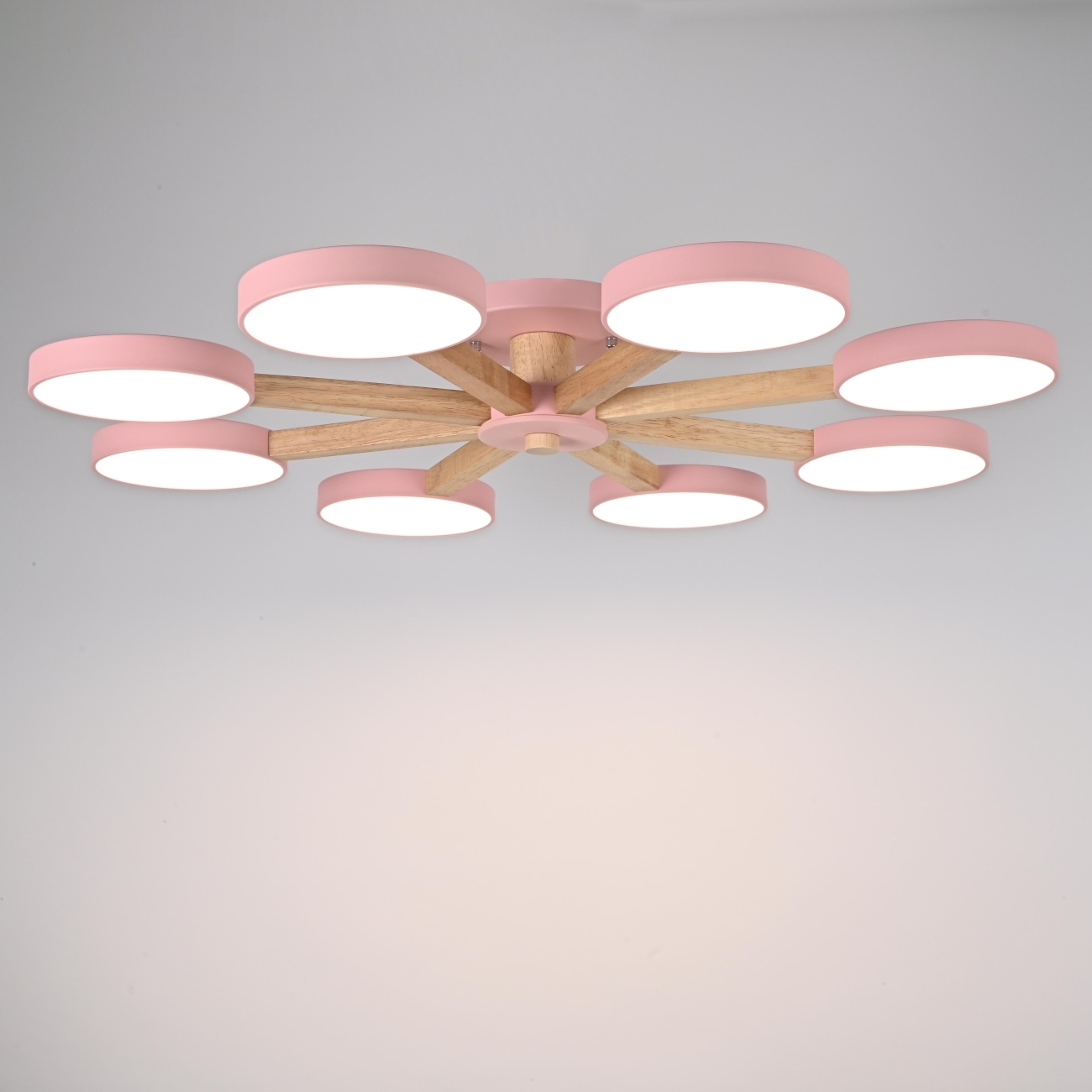 Люстра потолочная с пультом на 8 лампочек LED на штанге с пультом Turna 8 Pink By ImperiumLoft Turna01 (Умный дом, Алиса) 178343-26 — фото 4