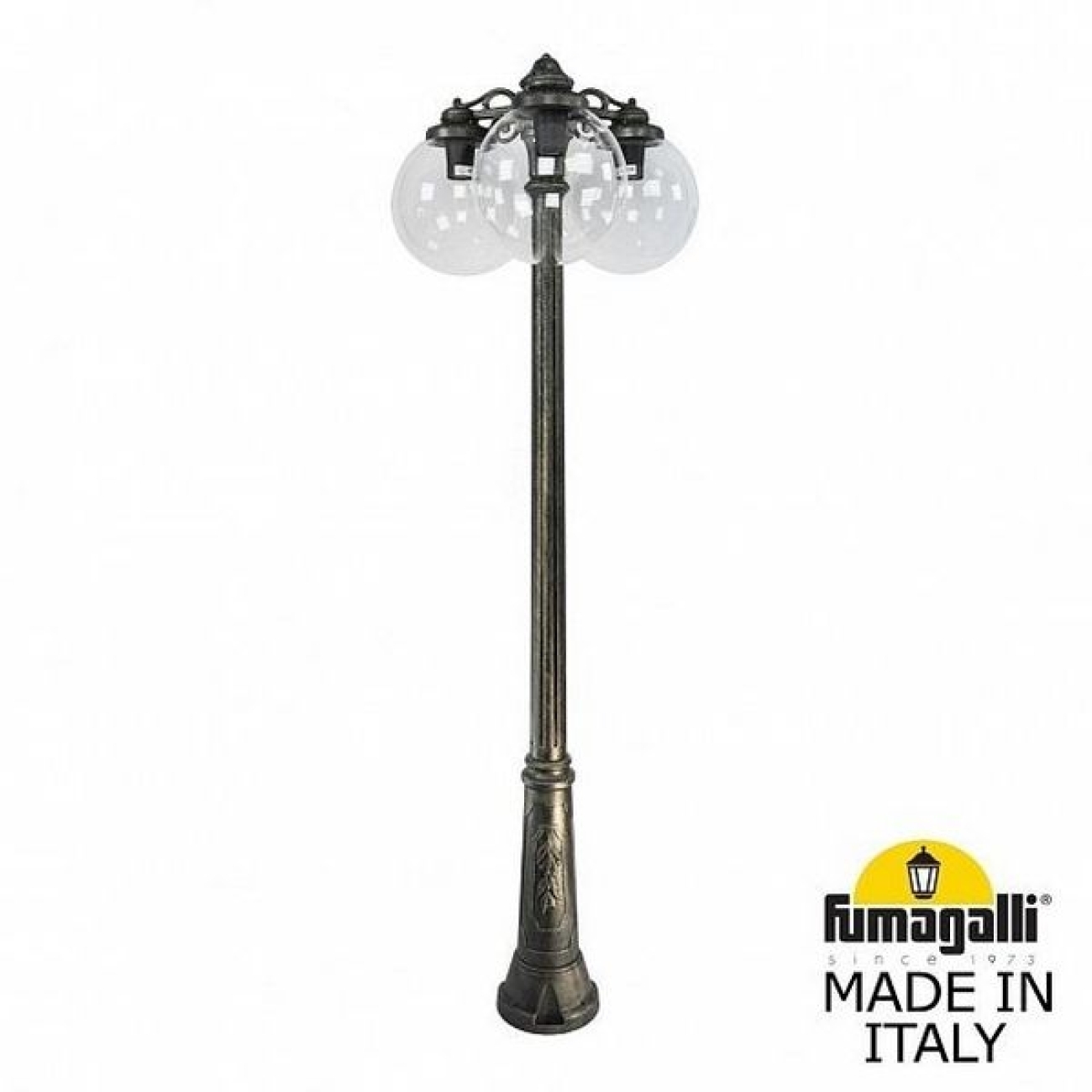 Наземный светильник IP55 уличный Fumagalli Ricu BISSO/G300 3L DN G30.157.S30.BXE27DN в форме шара — фото 1