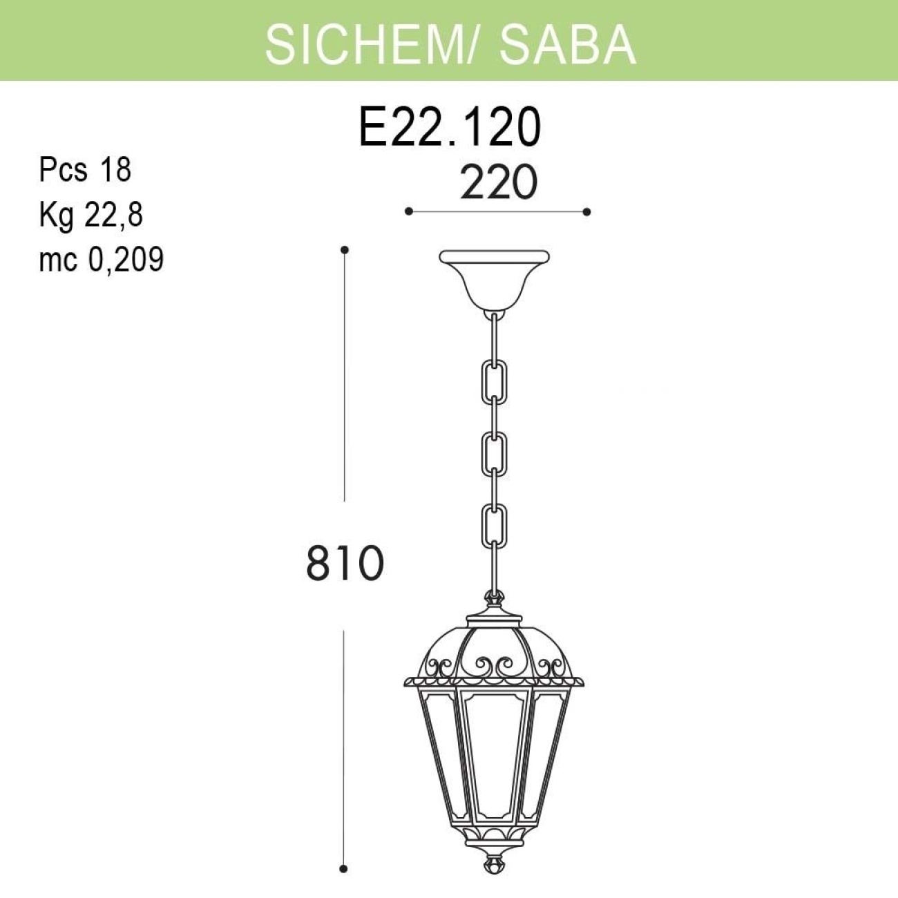 Светильник уличный подвесной Fumagalli Sichem/Saba K22.120.000.BXE27
