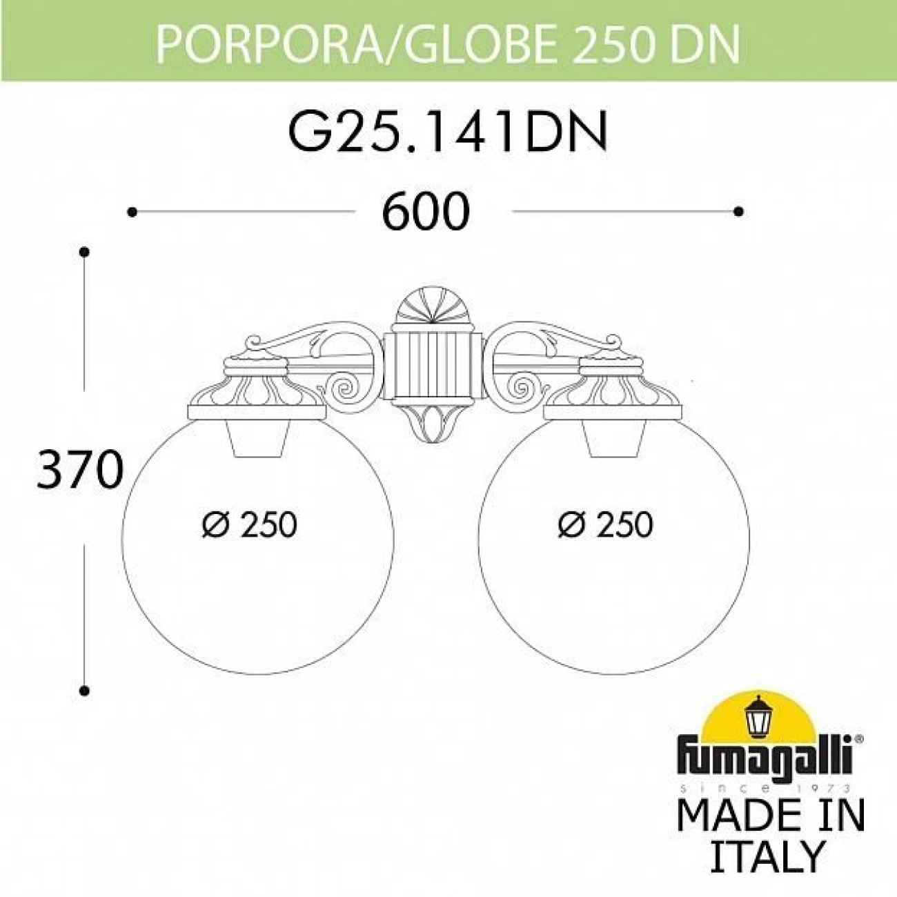 Настенный светильник уличный IP55 Fumagalli Porpora/G250. G25.141.000.WZE27DN в форме шара