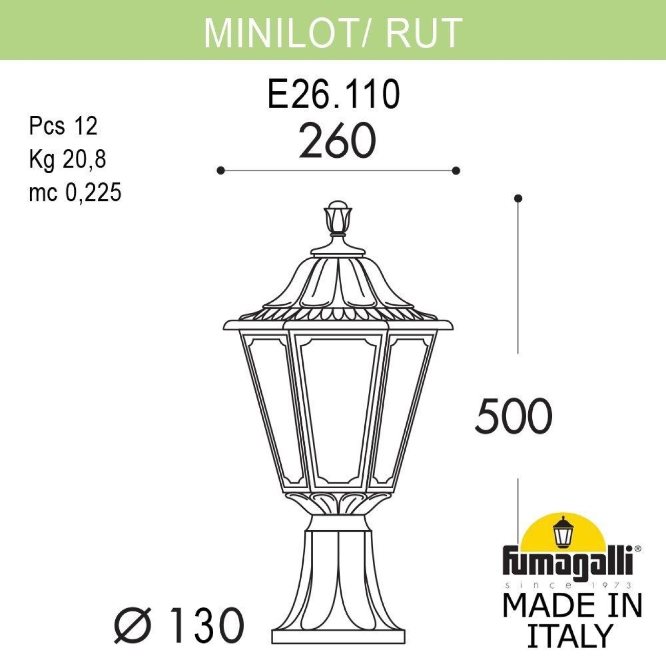 Светильник уличный наземный Fumagalli Mikrolot/Rut E26.110.000.BXE27 — фото 2