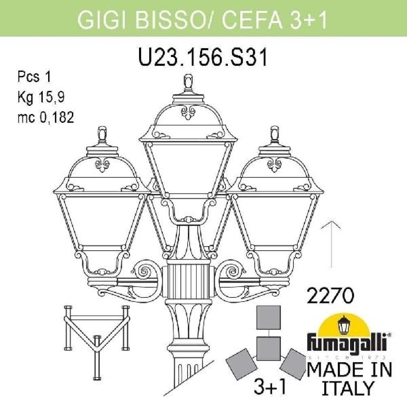 Светильник уличный Fumagalli Gigi Bisso/Cefa 3+1 U23.156.S31.AYE27