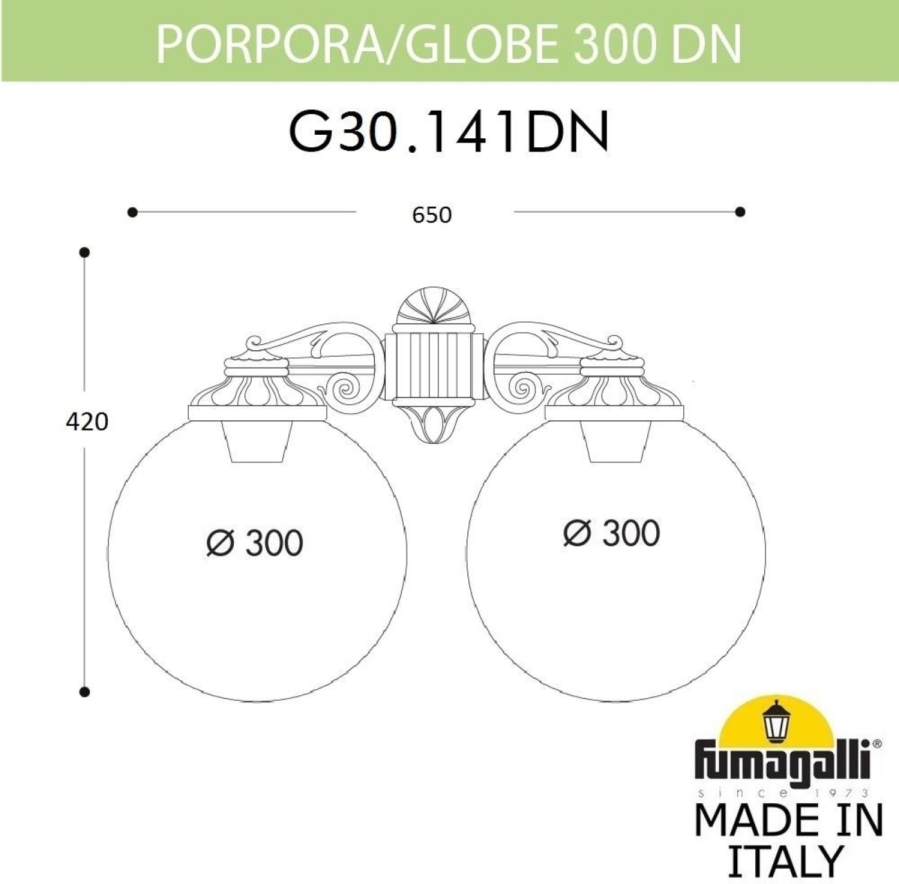 Настенный светильник уличный IP55 Fumagalli Porpora/G300. G30.141.000.WYE27DN в форме шара — фото 2