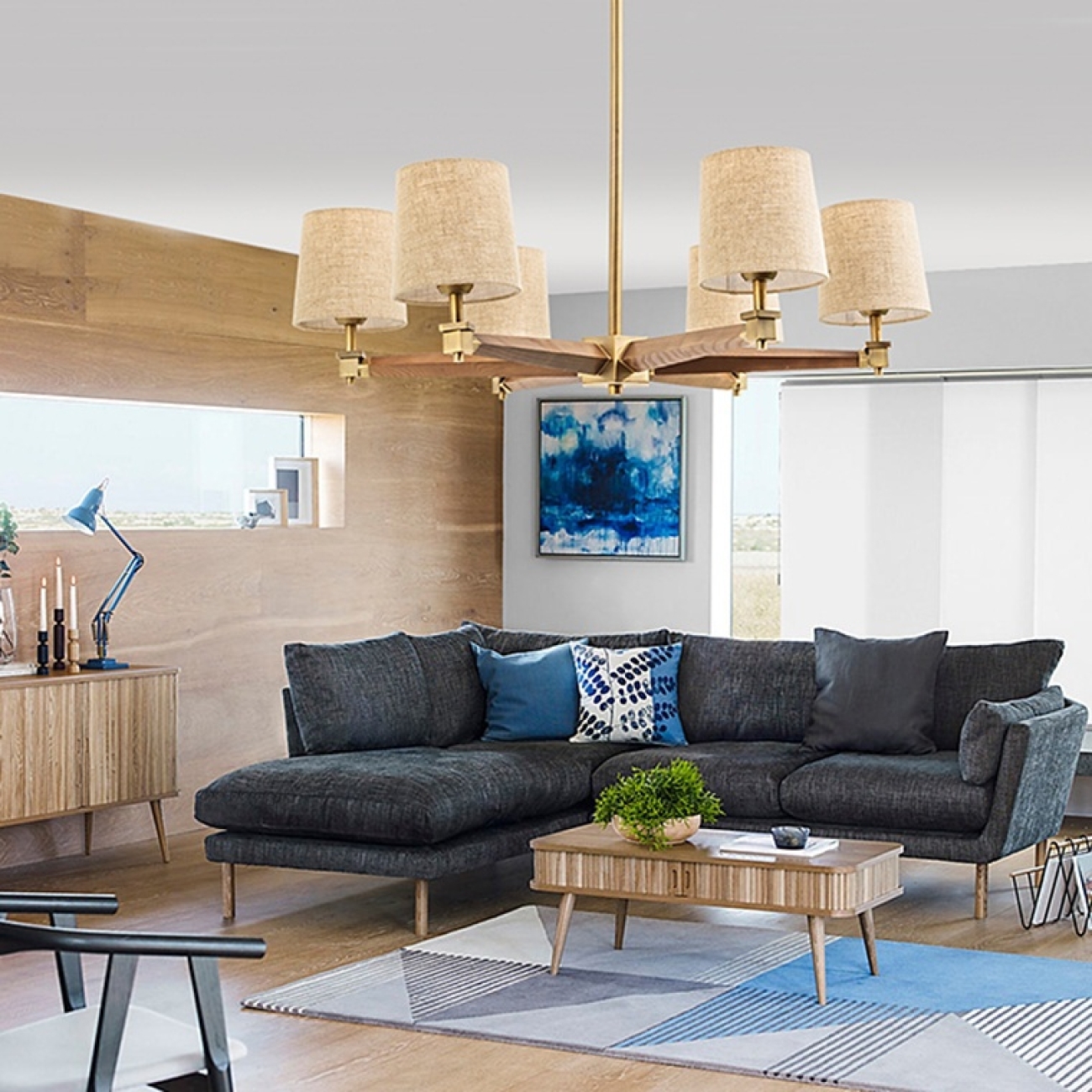 Потолочная люстра на штанге Jorgenson D85 White/Light Wood By ImperiumLoft Stavra01 203575-26 — фото 8