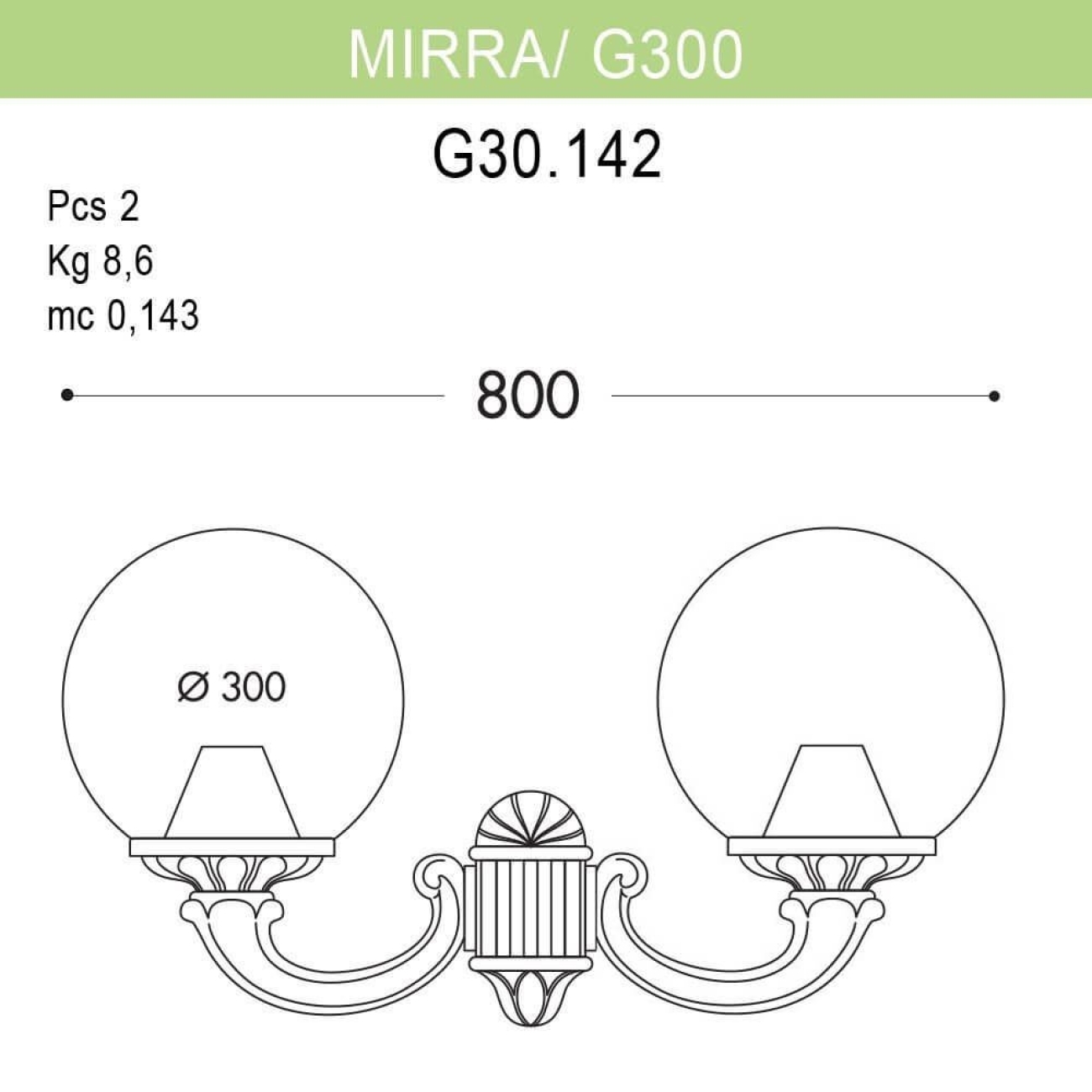 Настенный светильник уличный IP55 Fumagalli Mirra/G300. G30.142.000.BYE27 в форме шара