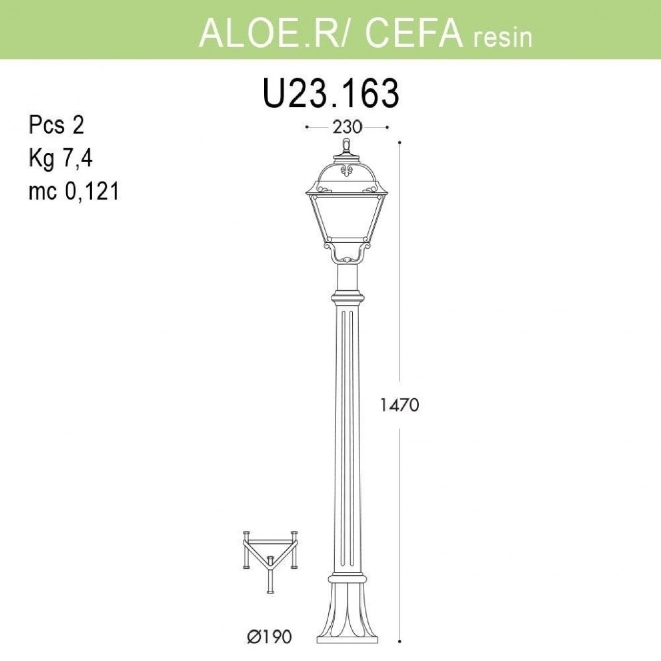 Светильник уличный Fumagalli Aloe.R/Cefa U23.163.000.Vye27