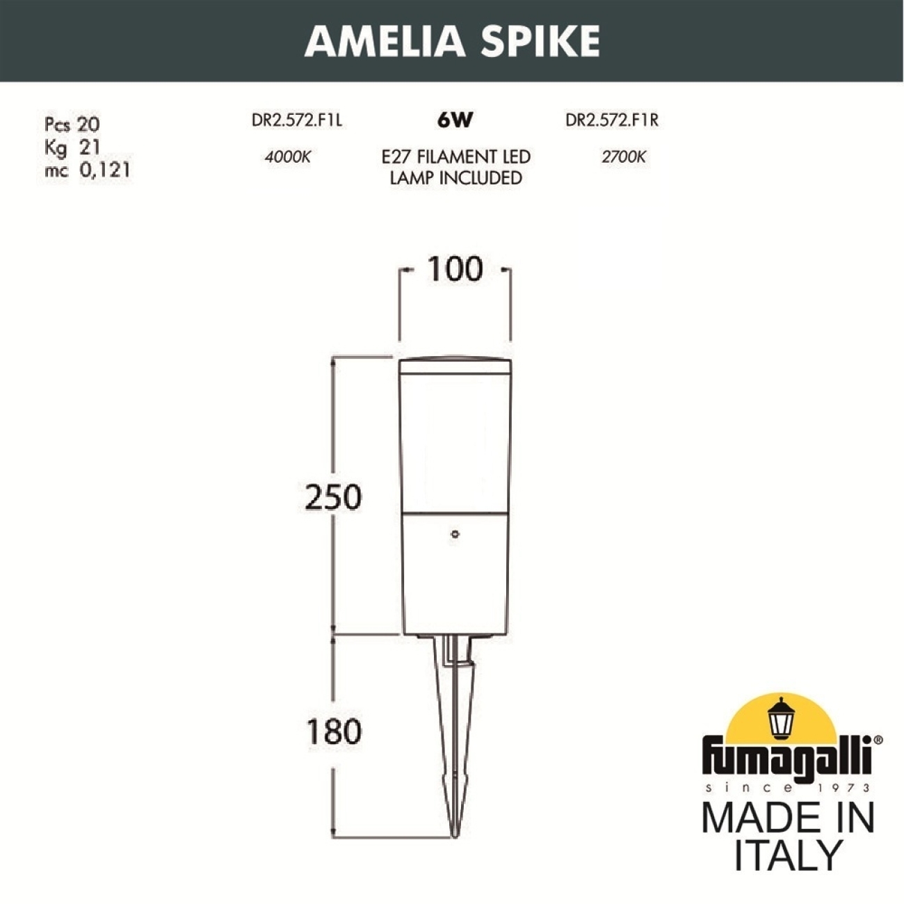 Грунтовый светильник Fumagalli Amelia DR2.572.000.AYE27 — фото 2