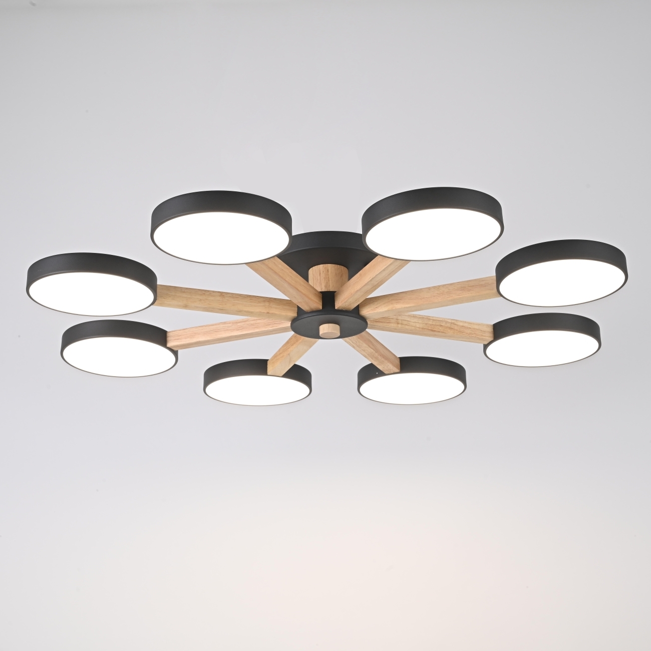 Люстра потолочная с пультом на 8 лампочек LED на штанге с пультом Turna 8 Black By ImperiumLoft Turna01 (Умный дом, Алиса) 178341-26 — фото 3