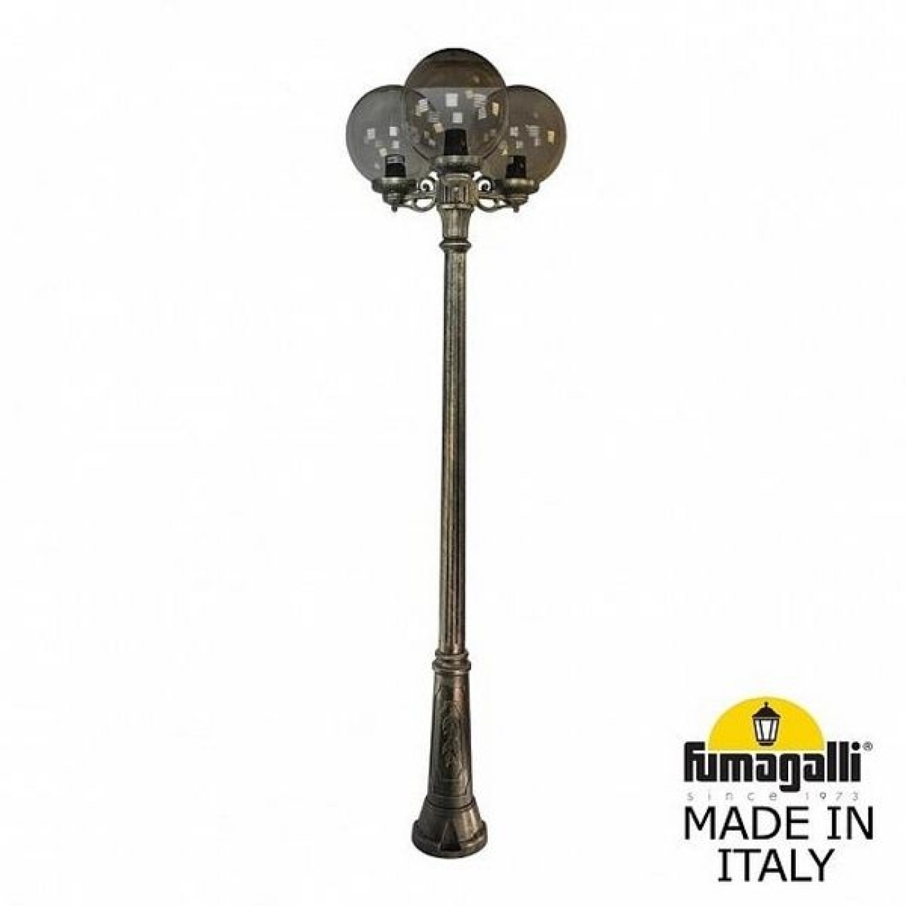 Наземный светильник IP55 уличный Fumagalli Ricu BISSO/G300 3L G30.157.S30.BZE27 в форме шара — фото 1