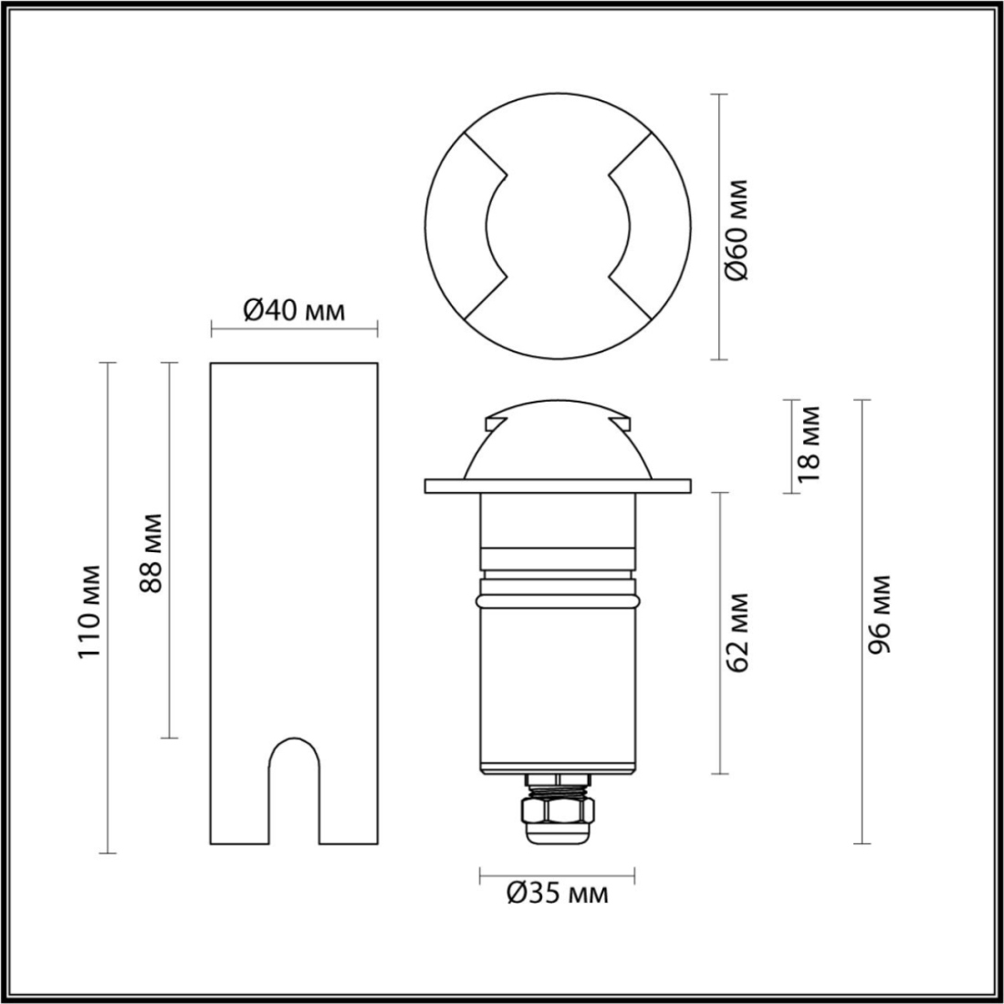 Встраиваемый грунтовый светильник Odeon Light Wald 6662/2GL NATURE черный/металл IP67 LED 3W 4000K 12V/24V — фото 3