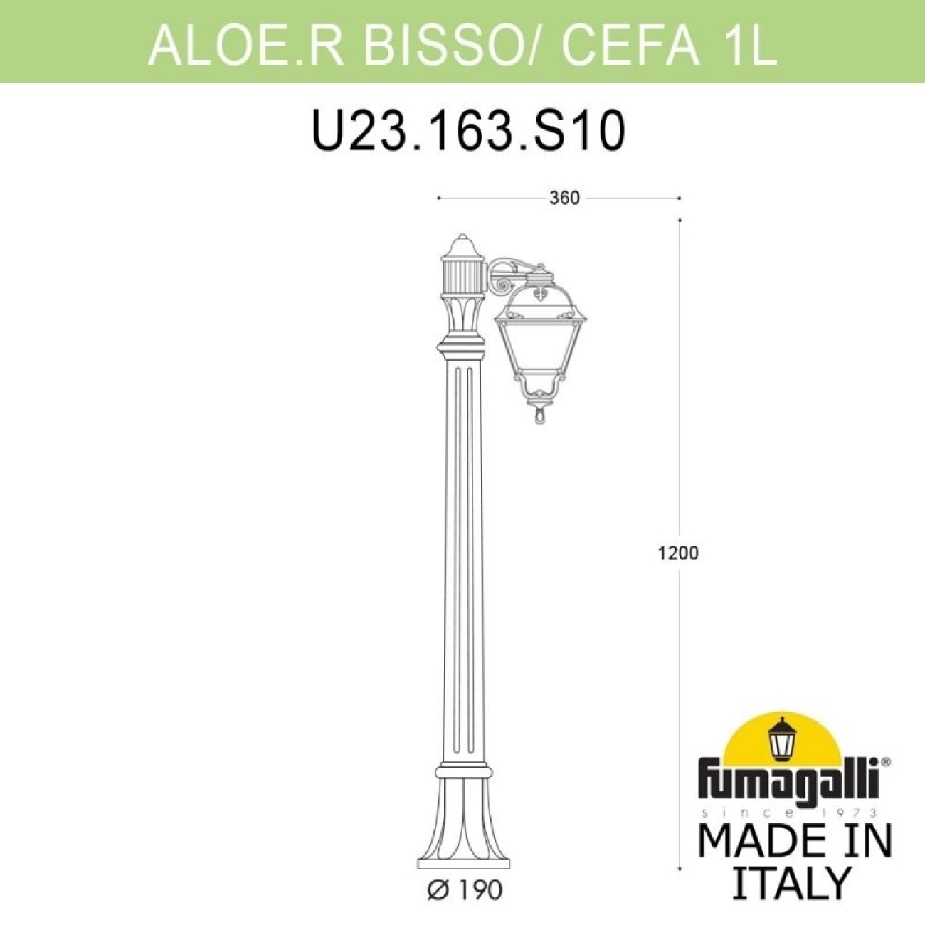 Светильник уличный Fumagalli Aloe.R/Cefa 1l U23.163.S10.VYE27