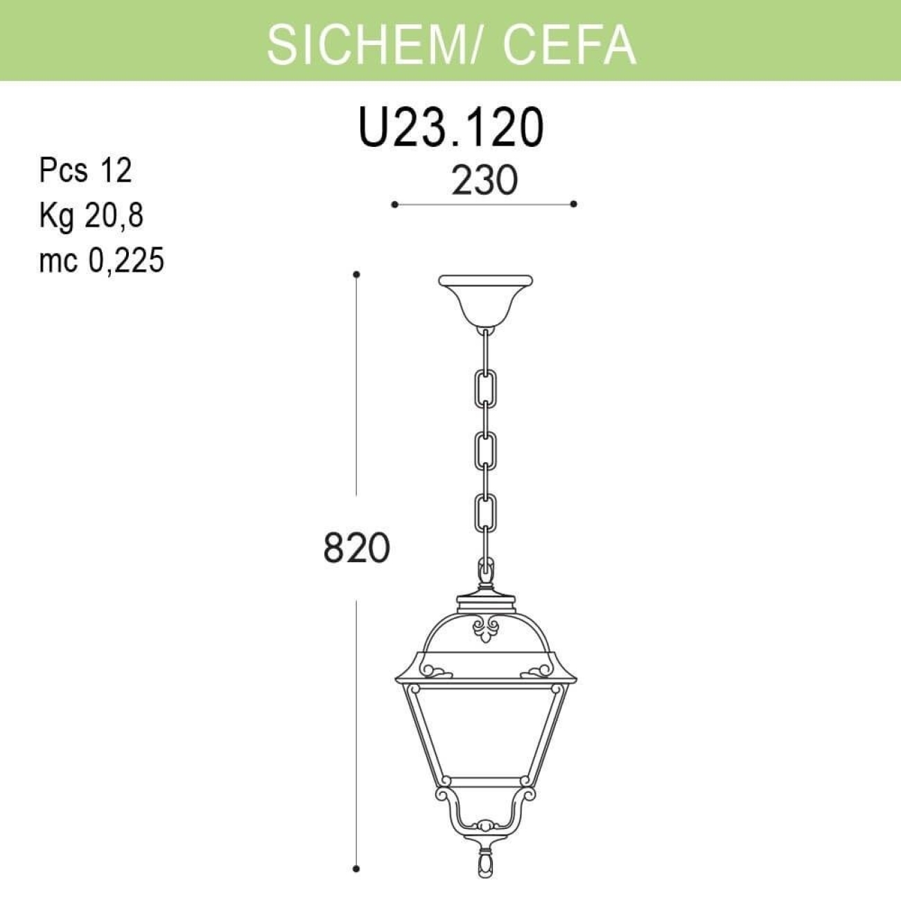 Светильник уличный подвесной Fumagalli Sichem/Cefa U23.120.000.AYE27 — фото 2