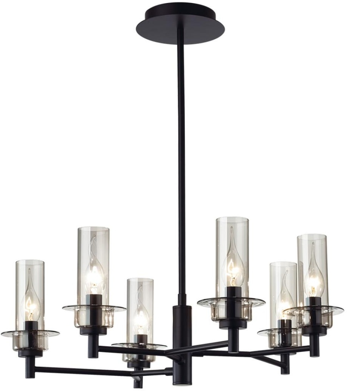 Потолочная люстра на штанге Lumion Madonna 6555/6C черный/дымчатый/металл/стекло E14 6*40W 220V — фото 4