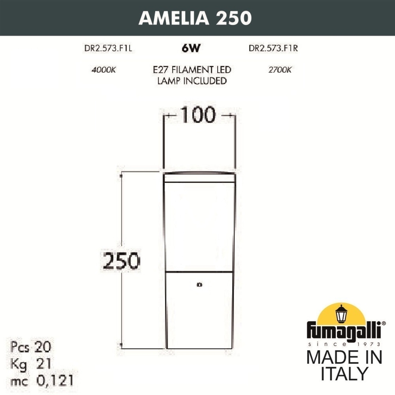 Наземный уличный светильник Fumagalli Amelia DR2.573.000.WYE27 — фото 2