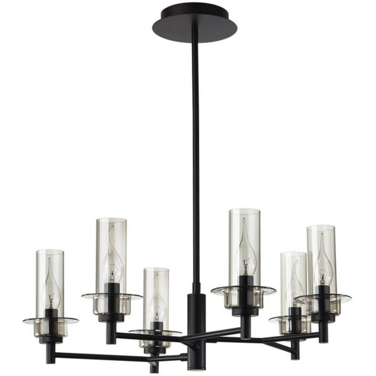 Потолочная люстра на штанге Lumion Madonna 6555/6C черный/дымчатый/металл/стекло E14 6*40W 220V — фото 1