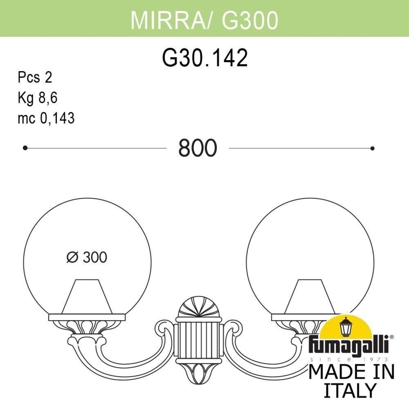 Настенный фонарь уличный IP55 Fumagalli Globe 300 G30.142.000.AYE27 шарики — фото 2