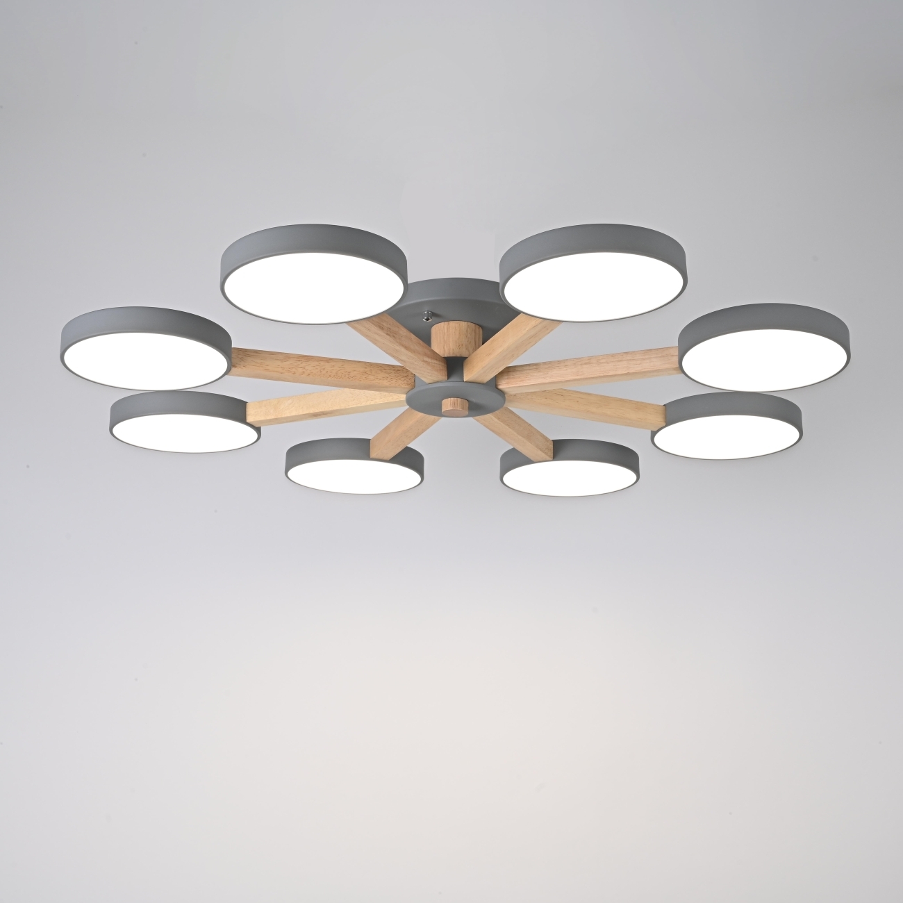 Люстра потолочная с пультом на 8 лампочек LED на штанге с пультом Turna 8 Gray By ImperiumLoft Turna01 (Умный дом, Алиса) 178342-26 — фото 3