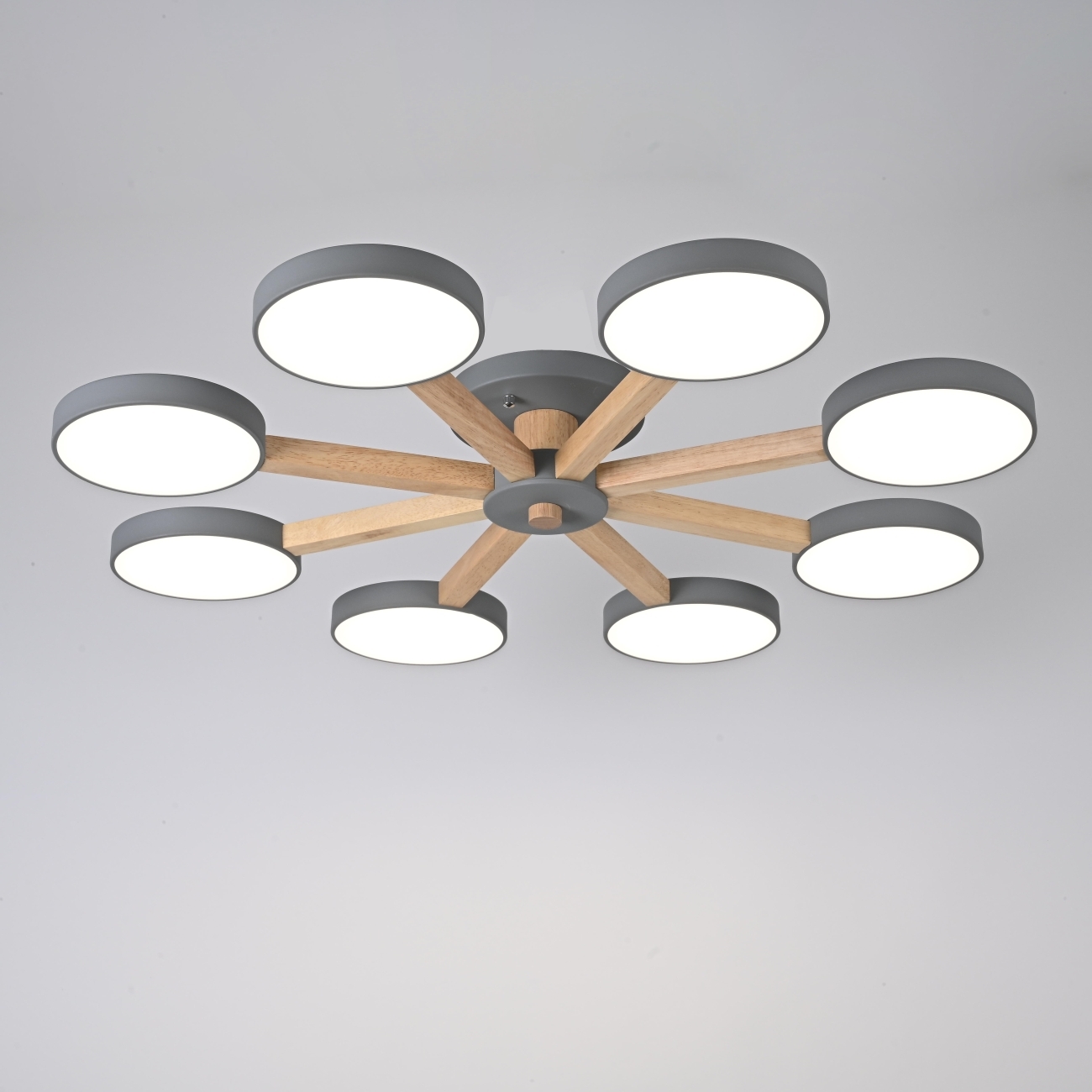Люстра потолочная с пультом на 8 лампочек LED на штанге с пультом Turna 8 Gray By ImperiumLoft Turna01 (Умный дом, Алиса) 178342-26 — фото 2