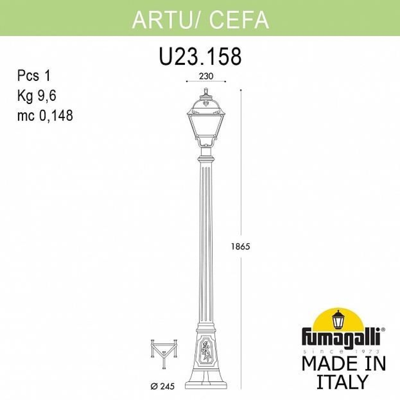 Светильник уличный Fumagalli Fumagalli Artu`/Cefa U23.158.000.WXE27 — фото 2