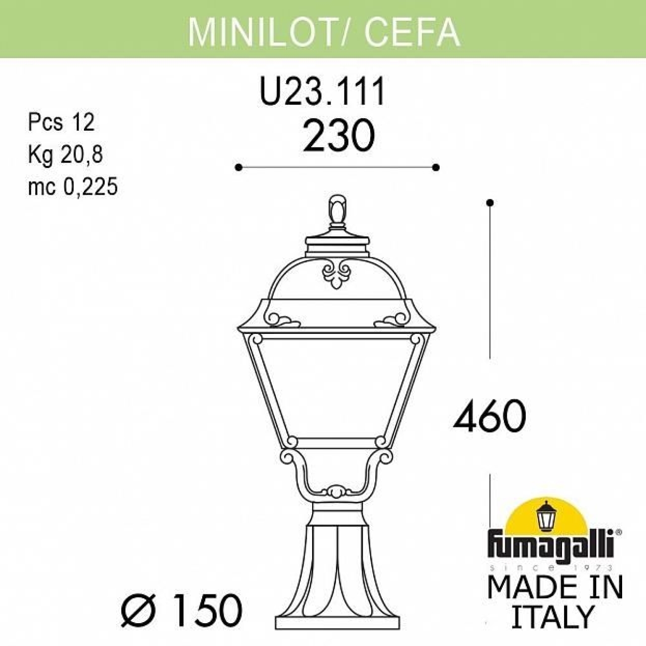 Светильник уличный наземный Fumagalli Minilot/Cefa U23.111.000.BYE27 — фото 2