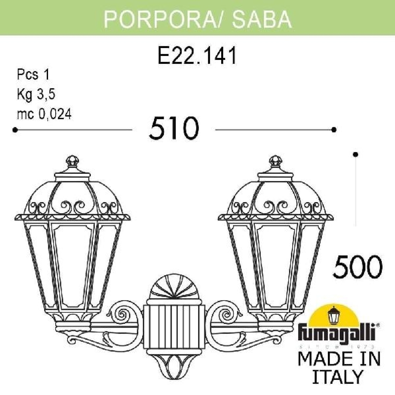 Светильник уличный настенный Fumagalli Porpora/Saba K22.141.000.BXE27