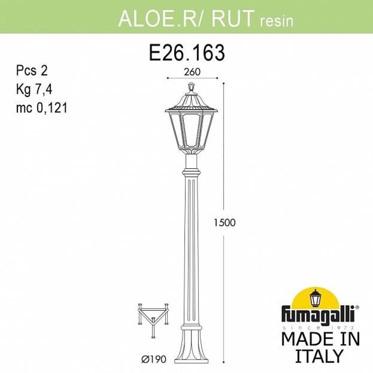 Светильник уличный Fumagalli Aloe`.R/Rut E26.163.000.Vxe27