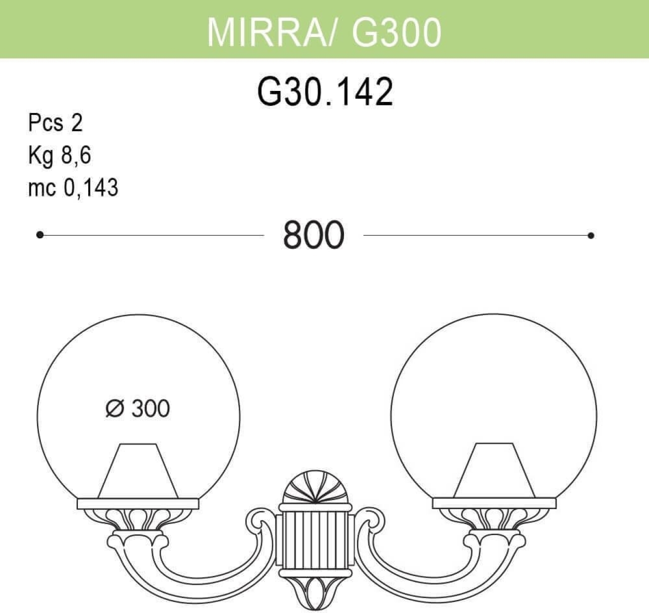 Настенный фонарь уличный IP55 Fumagalli Globe 300 G30.142.000.WZE27 шарики — фото 2