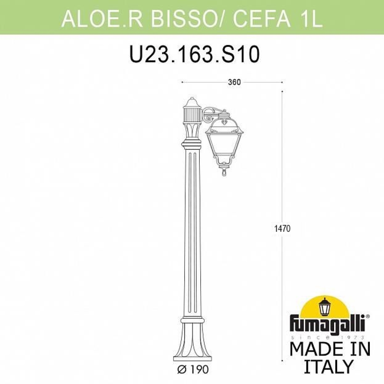 Светильник уличный Fumagalli Aloe.R/Cefa 1l U23.163.S10.BYE27 — фото 2