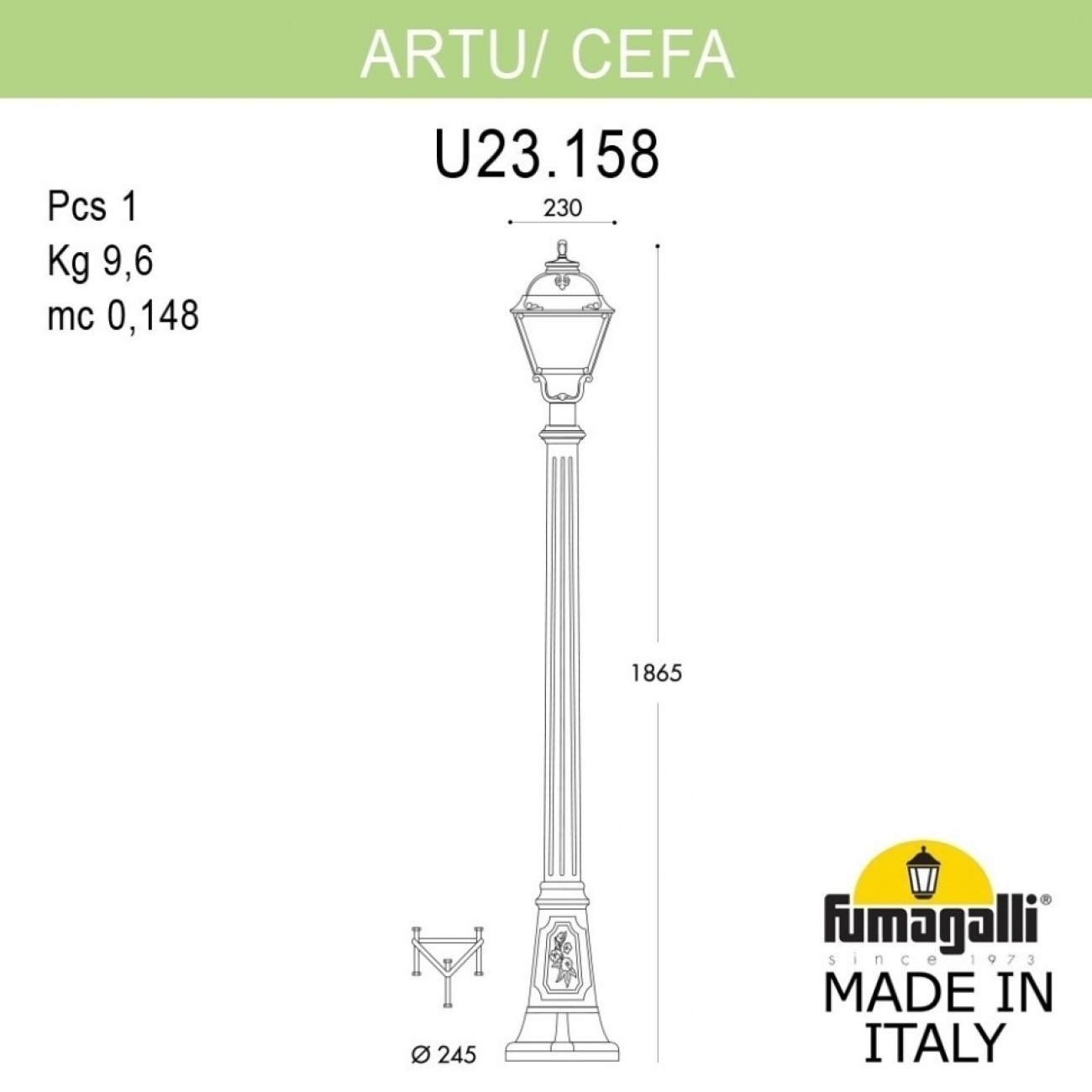 Светильник уличный Fumagalli Fumagalli Artu`/Cefa U23.158.000.WYE27