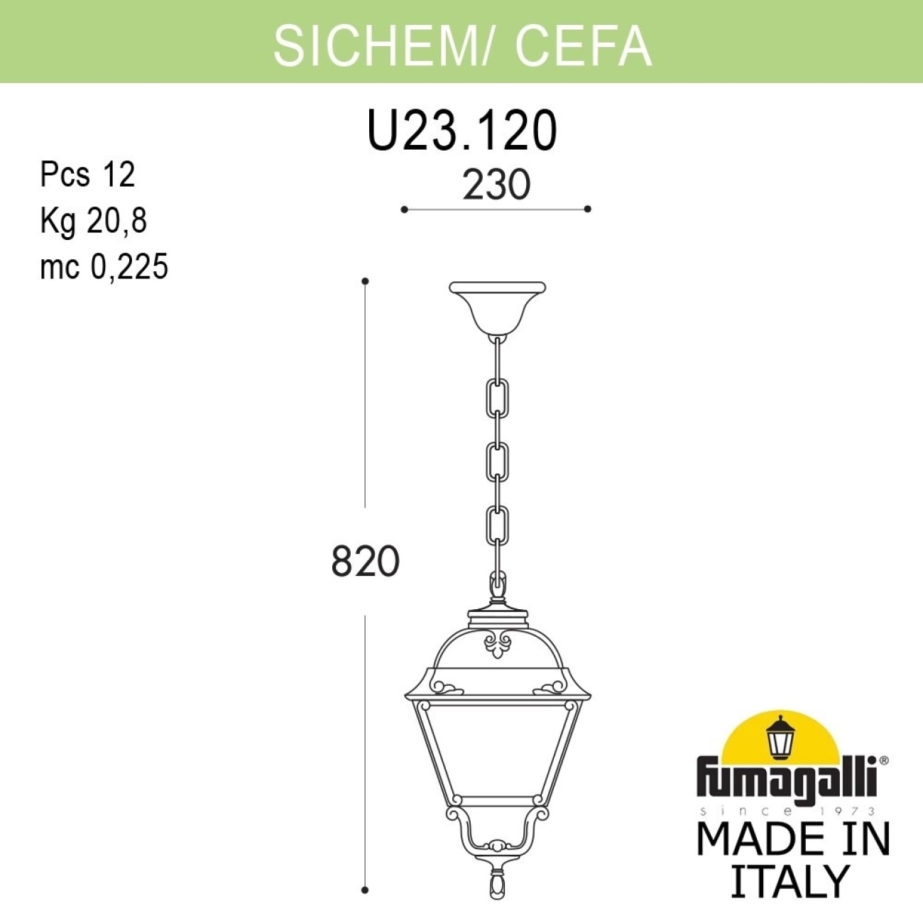 Подвесной уличный светильник Fumagalli Cefa U23.120.000.AXE27 — фото 2