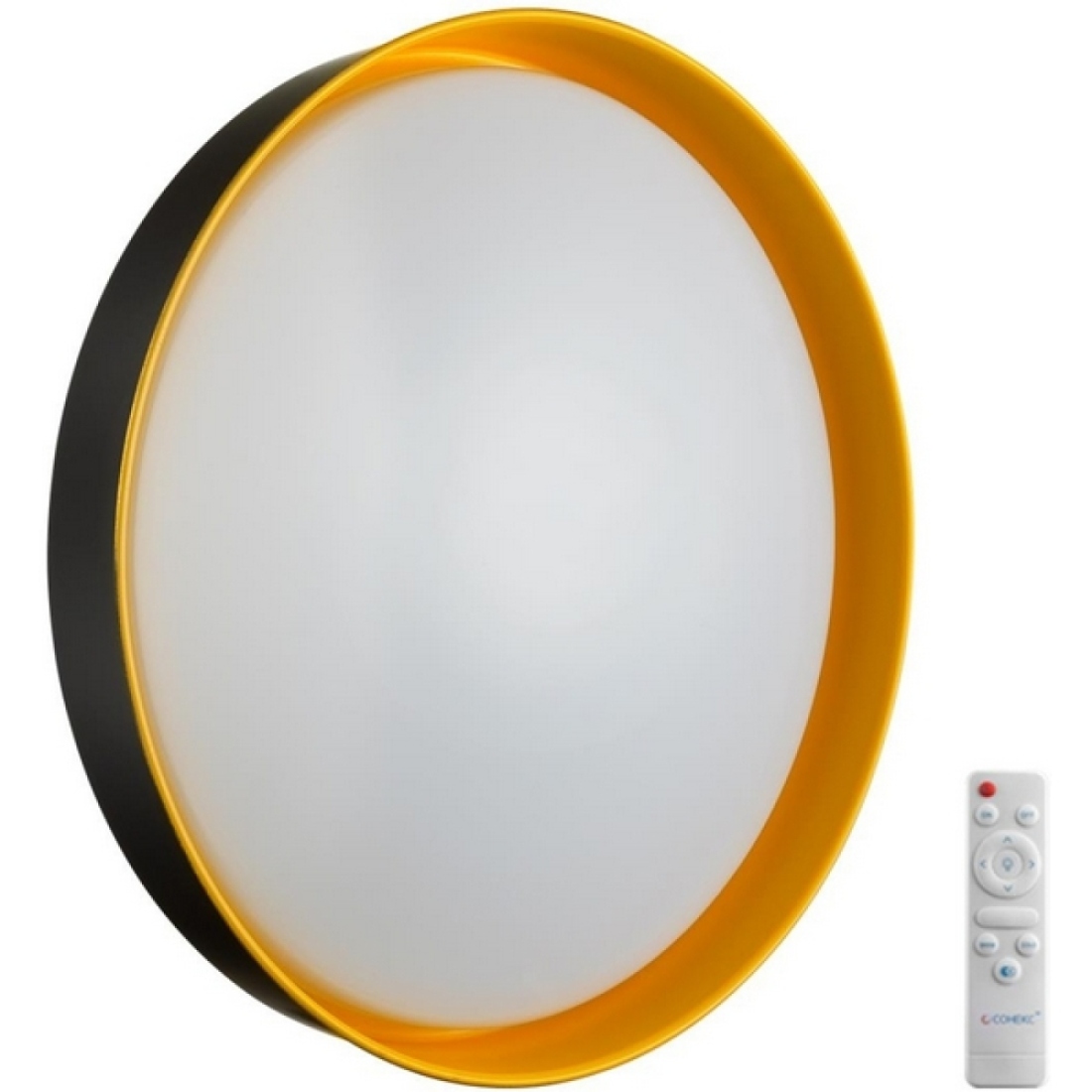 Настенно-потолочный светильник Sonex Tuna Yellow 7711/EL пластик/желтый LED 70Вт 3000-6000К D500 IP43 пульт ДУ — фото 1