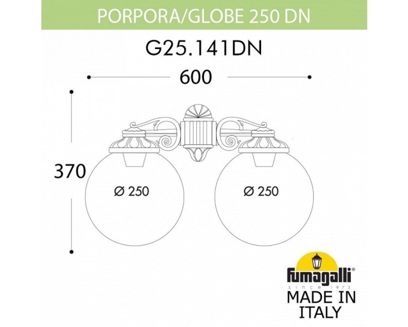 Настенный светильник уличный IP55 Fumagalli Porpora/G250. G25.141.000.VYE27DN в форме шара — фото 2