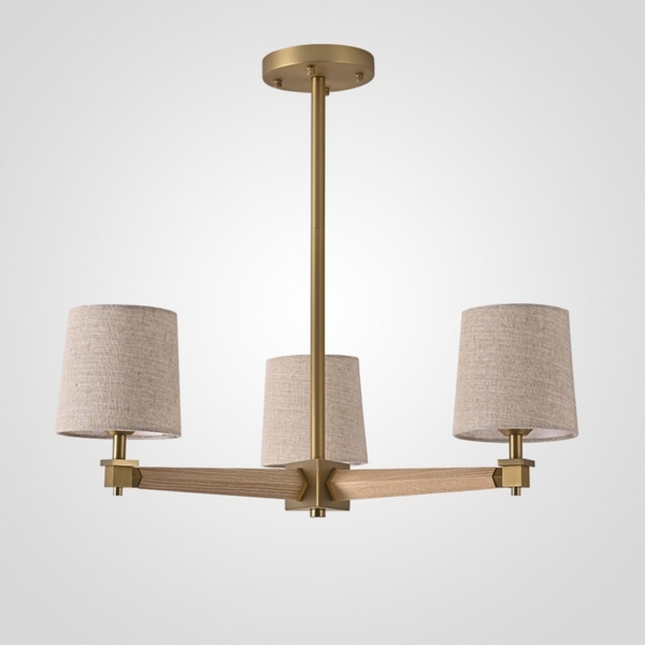 Потолочная люстра на штанге Jorgenson D70 Beige/Light Wood By ImperiumLoft Stavra01 203577-26 — фото 1