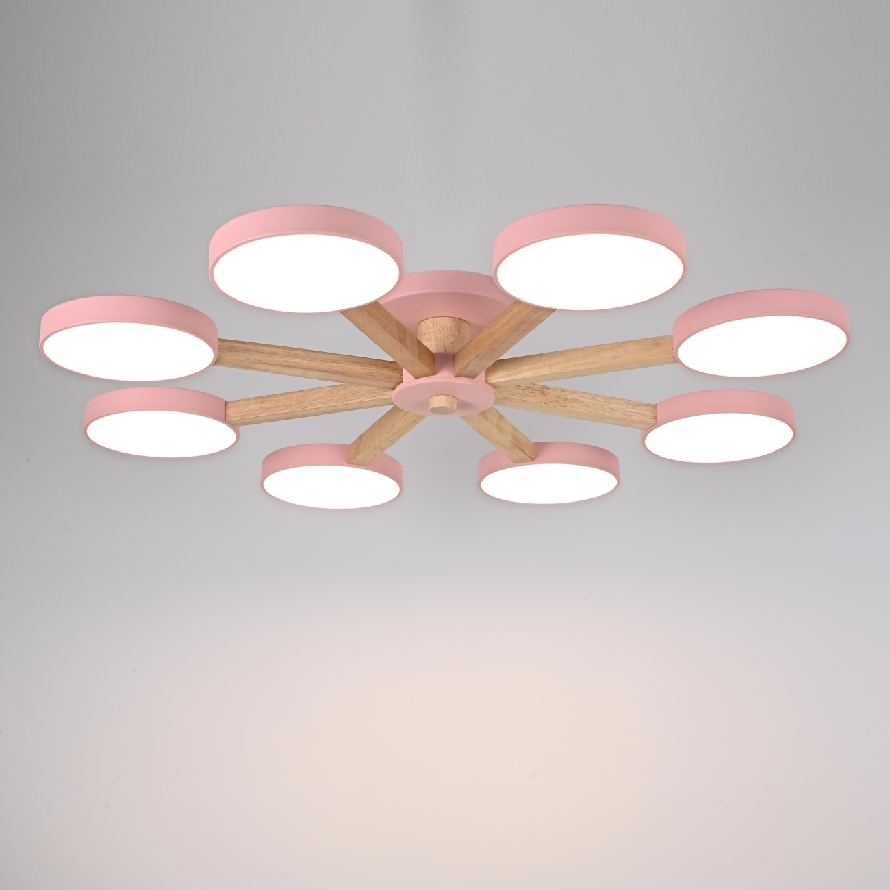 Люстра потолочная с пультом на 8 лампочек LED на штанге с пультом Turna 8 Pink By ImperiumLoft Turna01 (Умный дом, Алиса) 178343-26 — фото 2