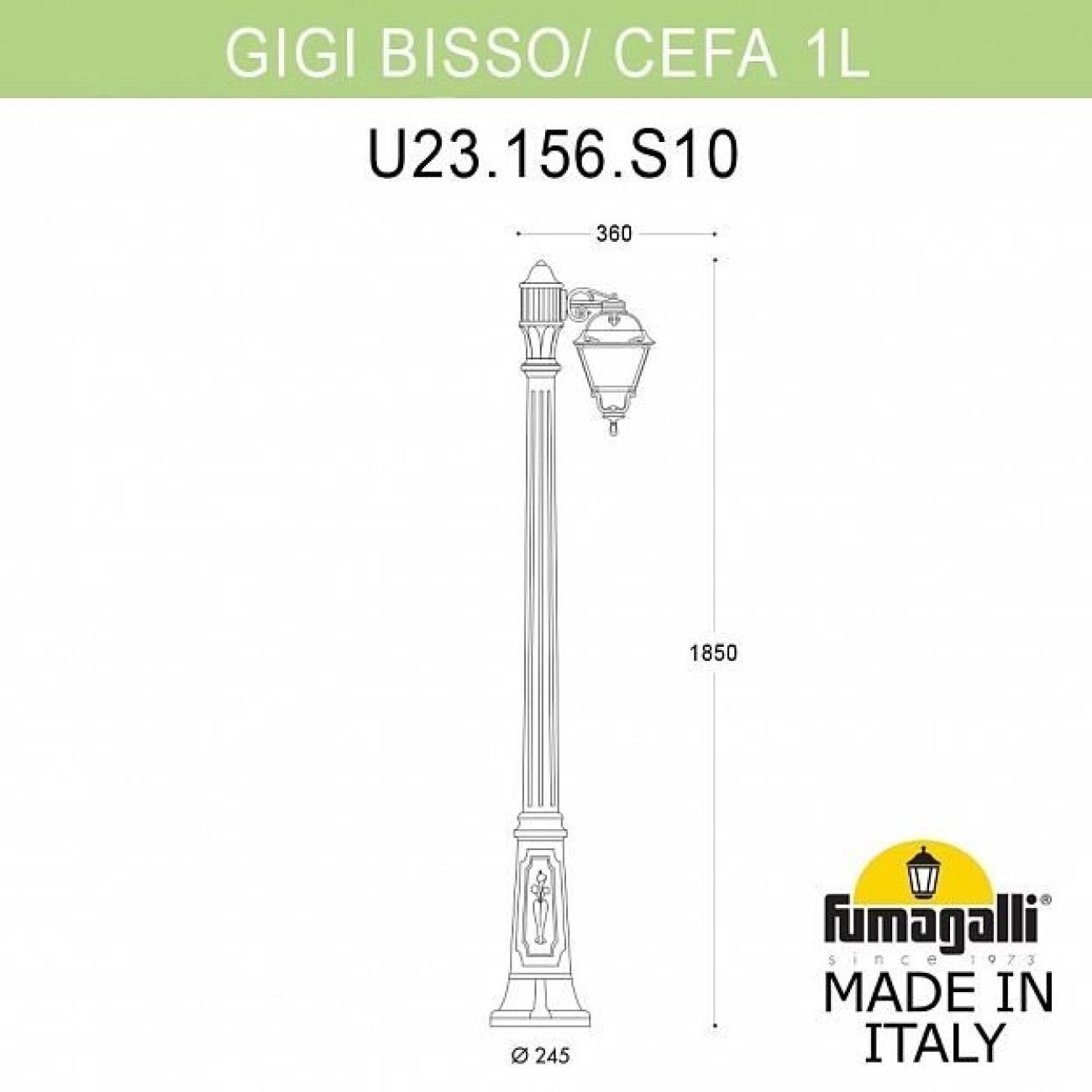 Светильник уличный наземный Fumagalli Gigi BISSO/CEFA 1L U23.156.S10.AXE27 — фото 2