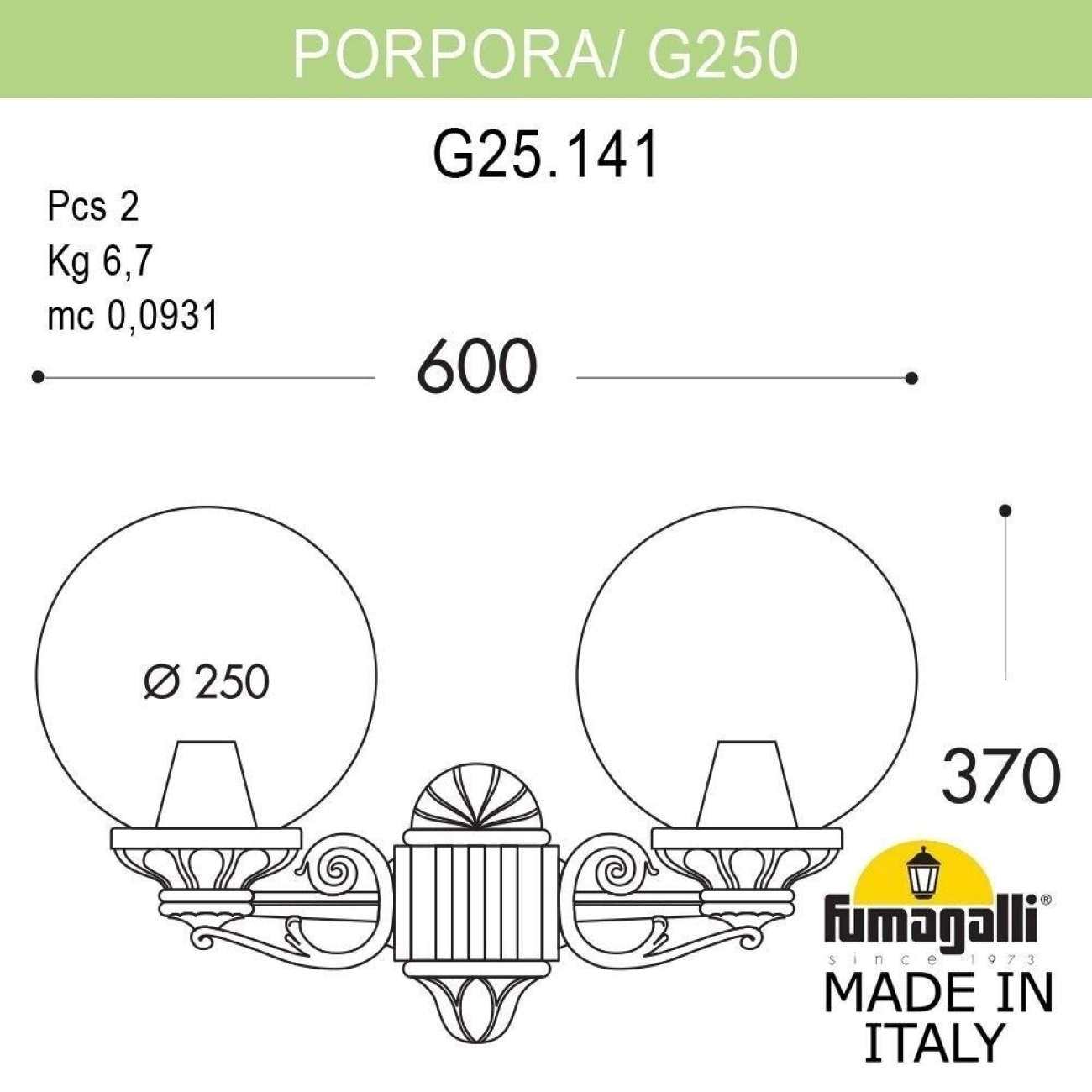 Настенный фонарь уличный IP55 Fumagalli Globe 250 G25.141.000.AYE27 шарики — фото 2