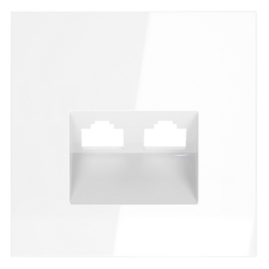 Накладка для розетки компьютерной двойной RJ45+RJ45 Voltum S70 VLS001401 (белый глянцевый)