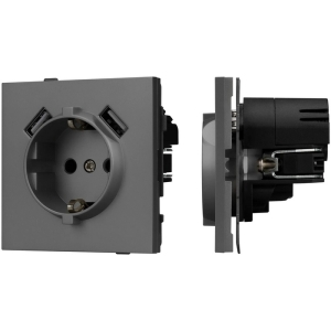 Механизм розетки с USB зарядкой SCT-TENDO-MUAA-SFPL-GR (230V, 16A) (Arlight, Матовый графитовый)