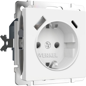 Розетка с заземлением, шторками и USB Type A+С (белый матовый) Werkel W1171761