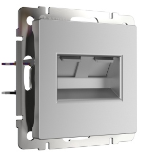 Розетка двойная Ethernet RJ-45 (серебряный) (a051523) Werkel Встраиваемые механизмы серебряные W1181106