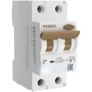 Дифференциальный автомат 1P+N 16 A 10 mА 6 kА C A Werkel W922P324
