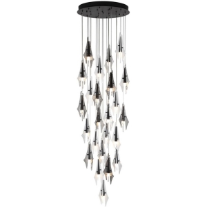 Потолочная каскадная люстра Odeon Light Afalina 5442/137L черный/бел.матовый/прозрачн./дымчатый/металл/стекло LED*137W 3000K