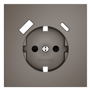 Накладка для розетки с заземлением и защитными шторками с USB A+C (капучино) Voltum S70 VLS001014