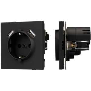 Механизм розетки с USB зарядкой SCT-TENDO-MUAA-SFPL-BK (230V, 16A) (Arlight, Матовый черный)
