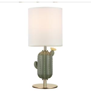 Настольная лампа Odeon Light Cactus 5425/1TA золотой/зеленый/белый/металл/керамика/ткань E27 1*40W