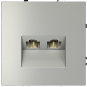 Розетка двойная Ethernet RJ-45 (сталь) Voltum S70 VLS060205