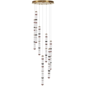 Потолочная люстра каскадная Odeon Light Collier 5455/210L сатин.латунь/терракот/черны LED 210W (30W*7) 4000K